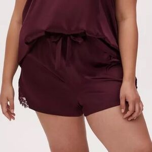Torrid Burgundy Satin/Lace Sleep Short Size 3X